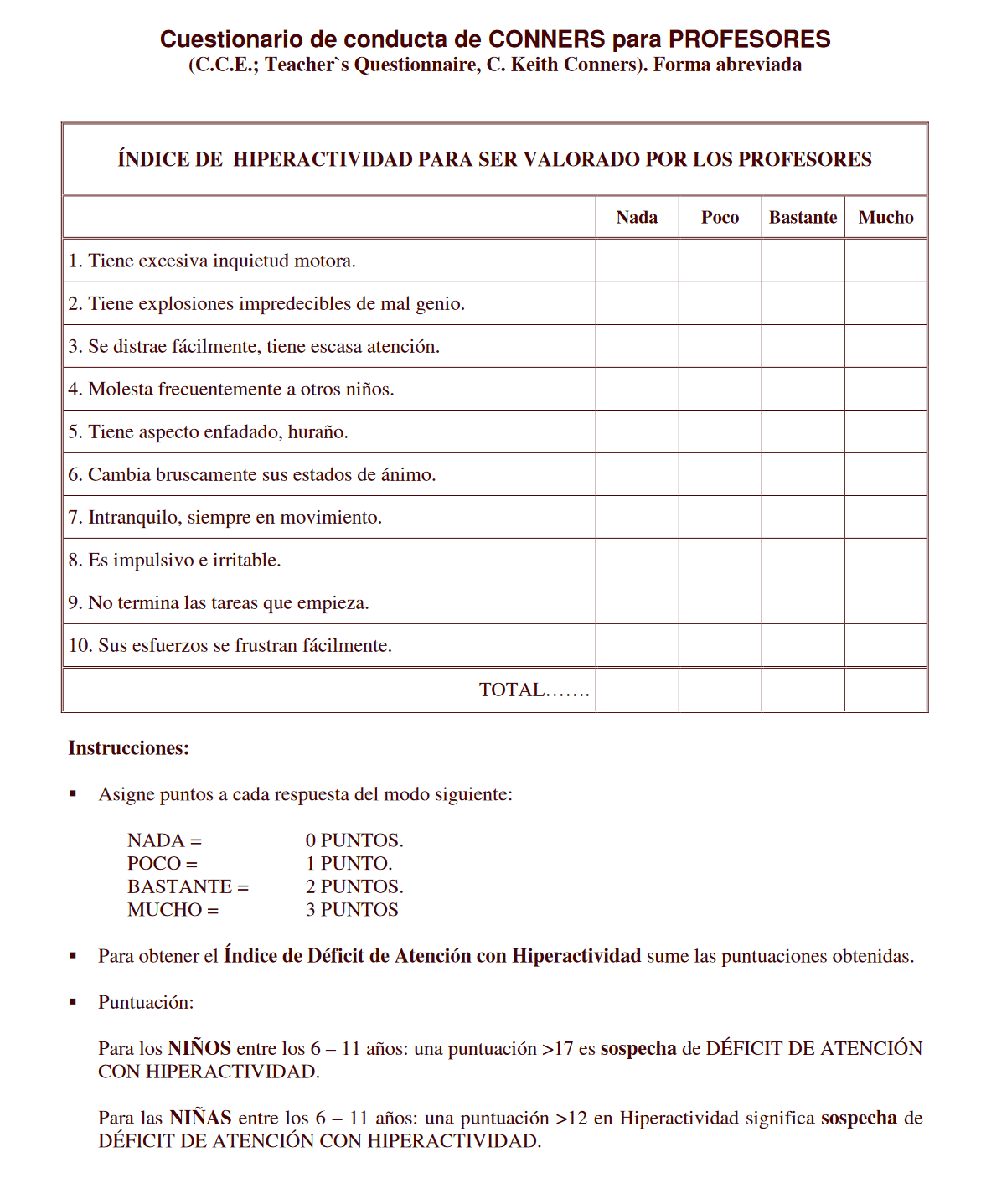 Escala De Conners Para Medir Tdah Con Maestros Pdf Desorden My XXX Escala De Conners Para Medir Tdah Con Maestros Pdf Desorden My XXX